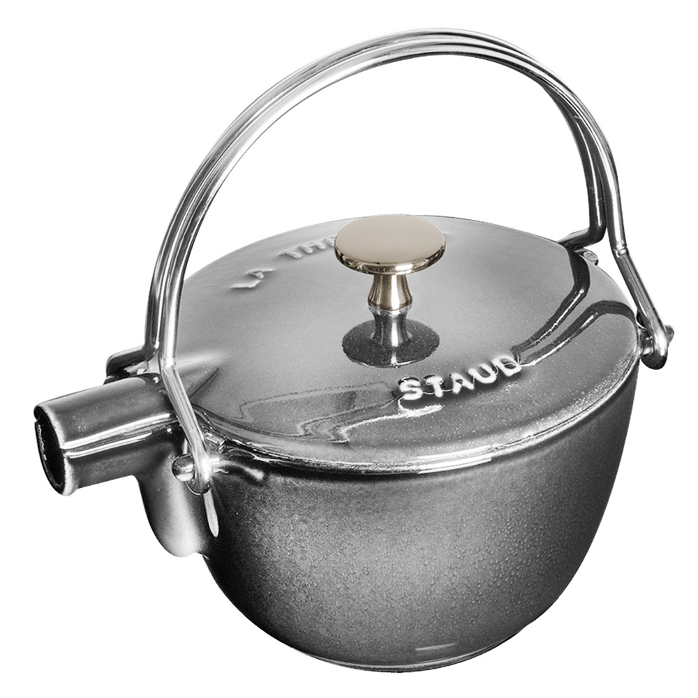 法國Staub 鑄鐵水壺茶壺1.15 L 16.5CM 圓形法國製(石墨灰-40509-420